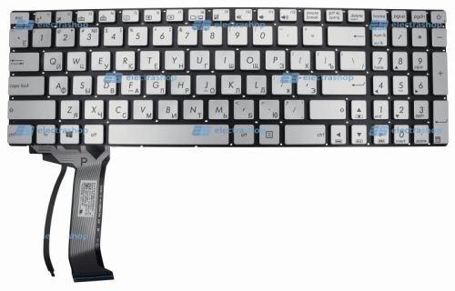 Клавиатура для ноутбука ASUS N551 серебристая