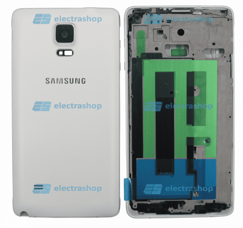 Корпус для Samsung Galaxy Note 4 N910C (задн.крышка+средн.часть+перед.рама) белый (Оригинал)